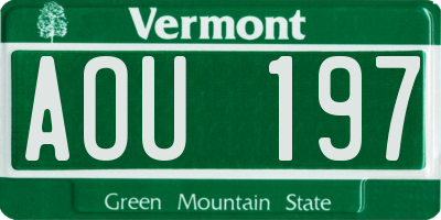 VT license plate AOU197