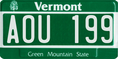 VT license plate AOU199