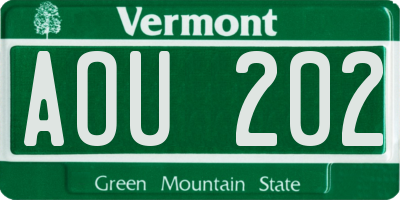 VT license plate AOU202