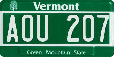 VT license plate AOU207
