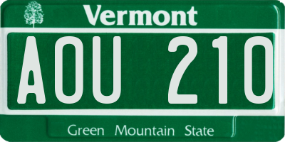 VT license plate AOU210