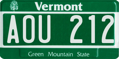 VT license plate AOU212