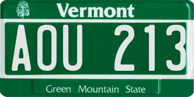 VT license plate AOU213