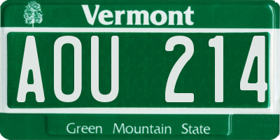 VT license plate AOU214