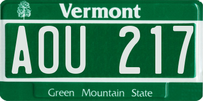 VT license plate AOU217
