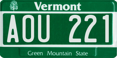 VT license plate AOU221