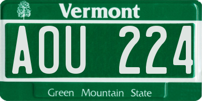 VT license plate AOU224