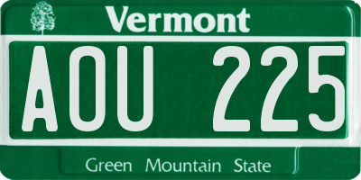 VT license plate AOU225