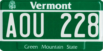 VT license plate AOU228