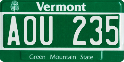 VT license plate AOU235