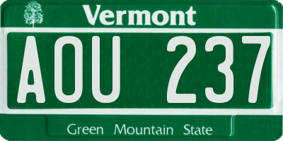 VT license plate AOU237