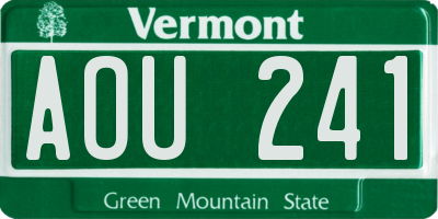 VT license plate AOU241
