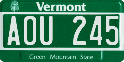 VT license plate AOU245