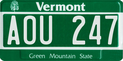 VT license plate AOU247
