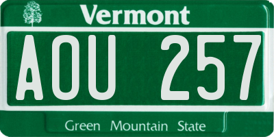 VT license plate AOU257