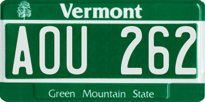 VT license plate AOU262