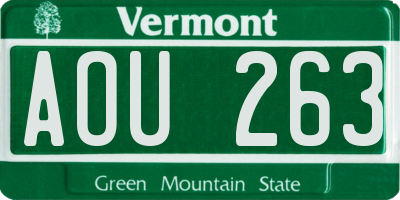 VT license plate AOU263