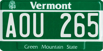 VT license plate AOU265