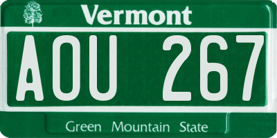 VT license plate AOU267