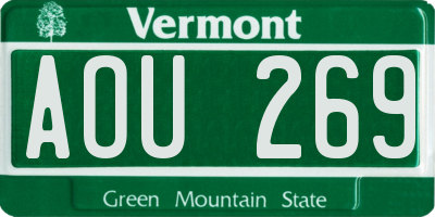VT license plate AOU269
