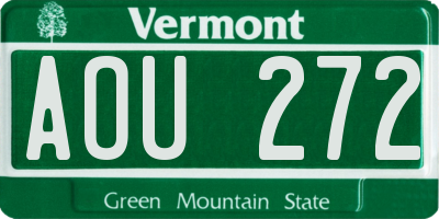 VT license plate AOU272