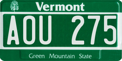 VT license plate AOU275