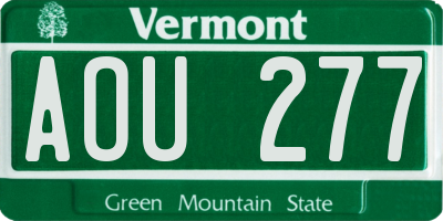 VT license plate AOU277