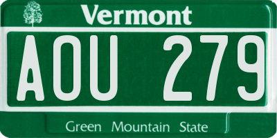 VT license plate AOU279