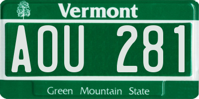 VT license plate AOU281