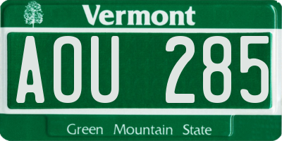 VT license plate AOU285