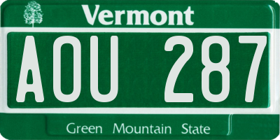 VT license plate AOU287