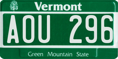 VT license plate AOU296