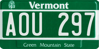 VT license plate AOU297