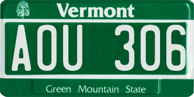 VT license plate AOU306