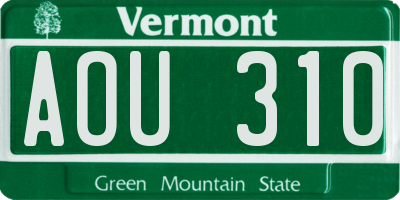 VT license plate AOU310