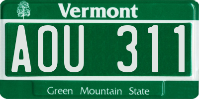VT license plate AOU311