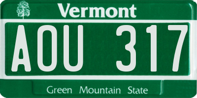 VT license plate AOU317