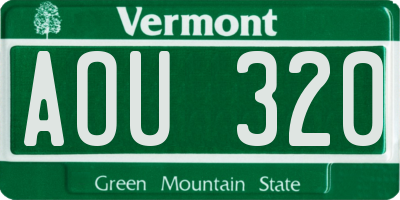 VT license plate AOU320