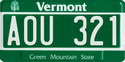 VT license plate AOU321