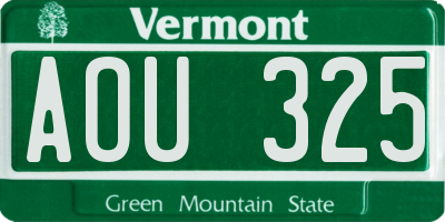 VT license plate AOU325