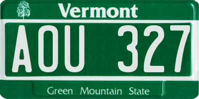 VT license plate AOU327