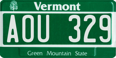 VT license plate AOU329