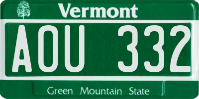 VT license plate AOU332