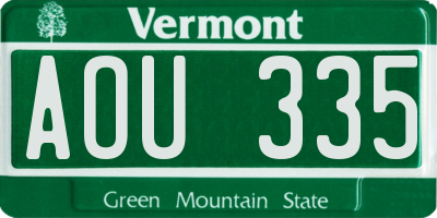 VT license plate AOU335