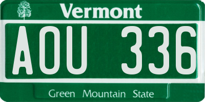 VT license plate AOU336