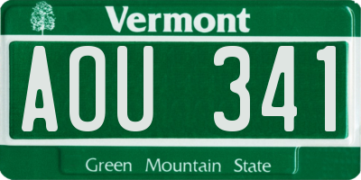 VT license plate AOU341