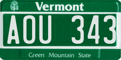 VT license plate AOU343