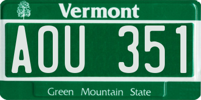 VT license plate AOU351