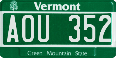 VT license plate AOU352