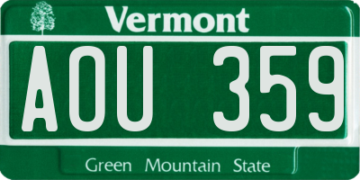 VT license plate AOU359